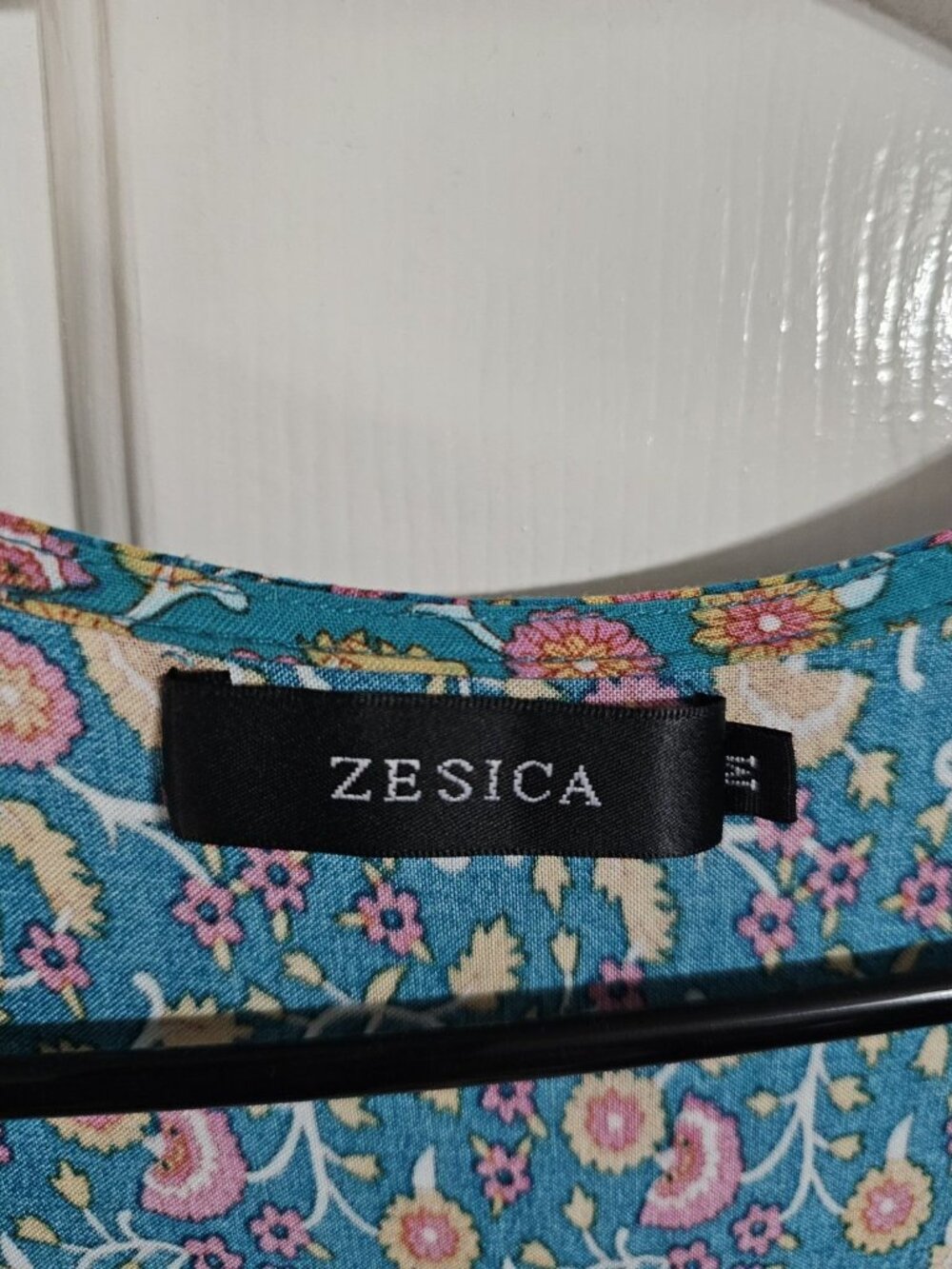 ZESICA Womens Medium Wrap Dress Blue Rust Floral Rayon Iconic Boho Festival Mini - Picture 4 of 8